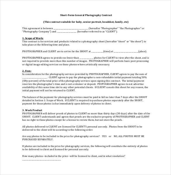 18+ Photography Contract Templates – PDF, DOC | Free & Premium 