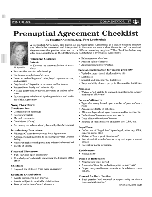 Florida Prenuptial Checklist Fill Online, Printable, Fillable 