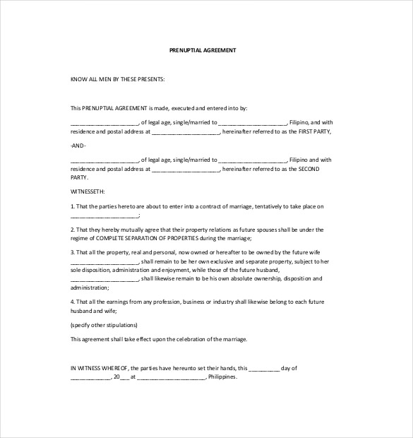 Prenuptial Agreement Template – 10+ Free Word, PDF Document 