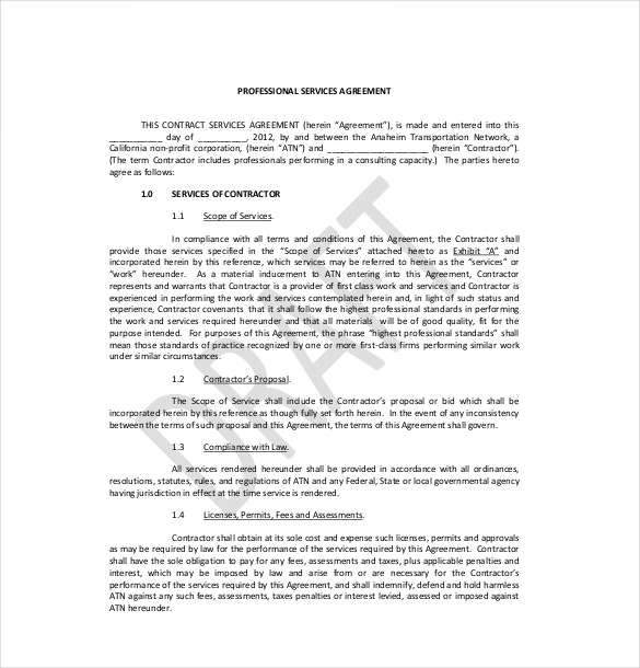 professional services agreement template free professional service 