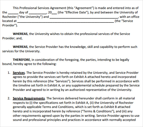 12 Professional Services Agreement Templates to Download | Sample 