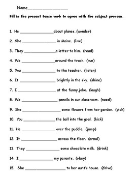 Pronoun verb agreement worksheet/quiz by Scootin' through School