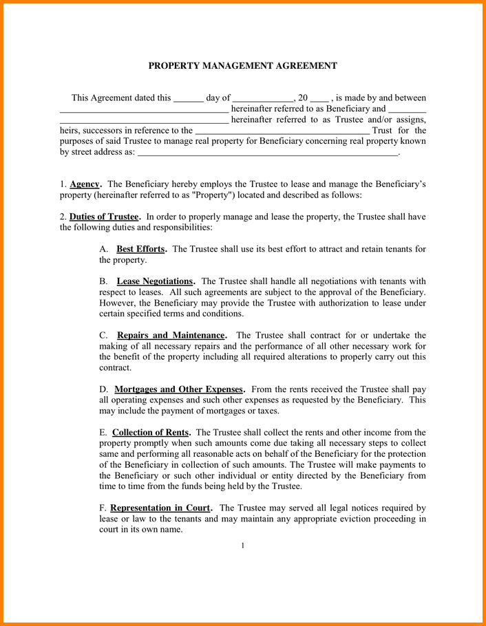 hoa management agreement template property management agreements 