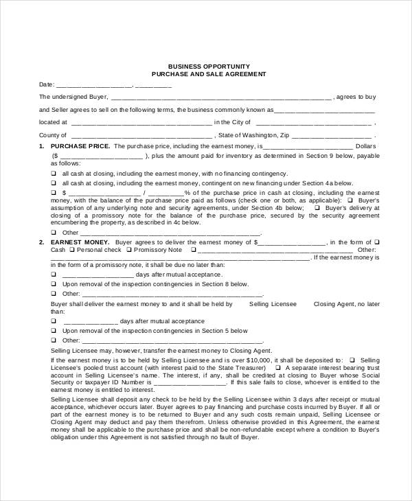 purchase and sale agreement washington 22 free purchase agreement 