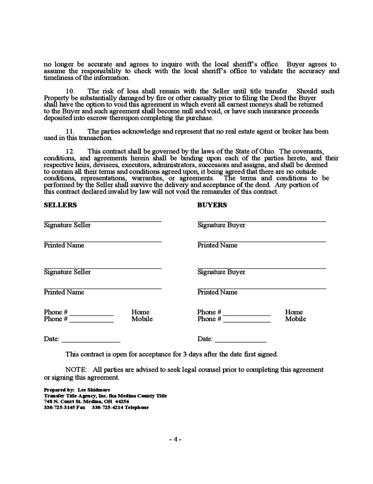 home purchase agreement template ohio purchase agreement for 