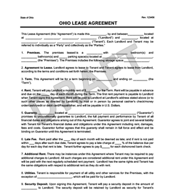 Ohio Residential Lease/Rental Agreement Forms & Template | Free PDF