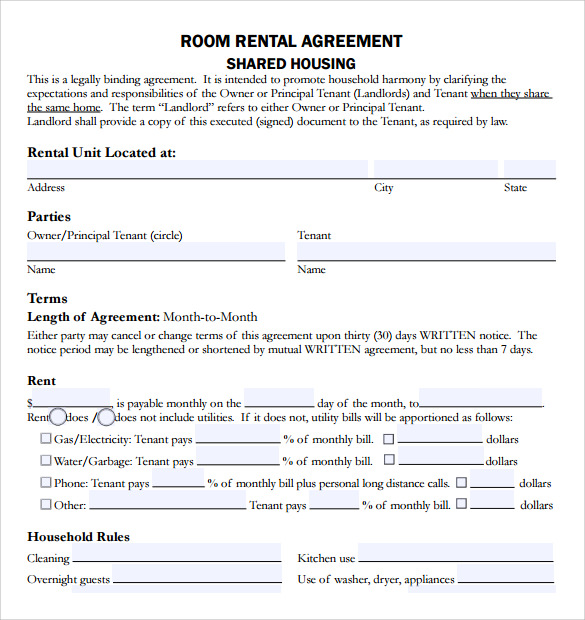 share house agreement template sample rental agreement template 8 