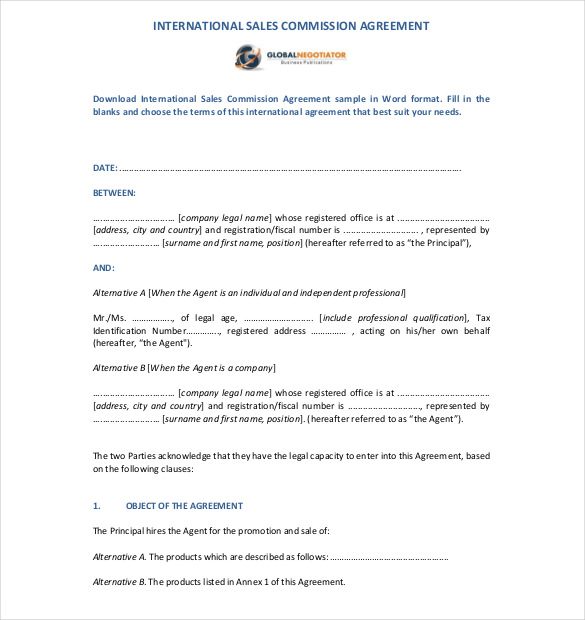 Commission Agreement Template 22+ Free Word, PDF Documents 