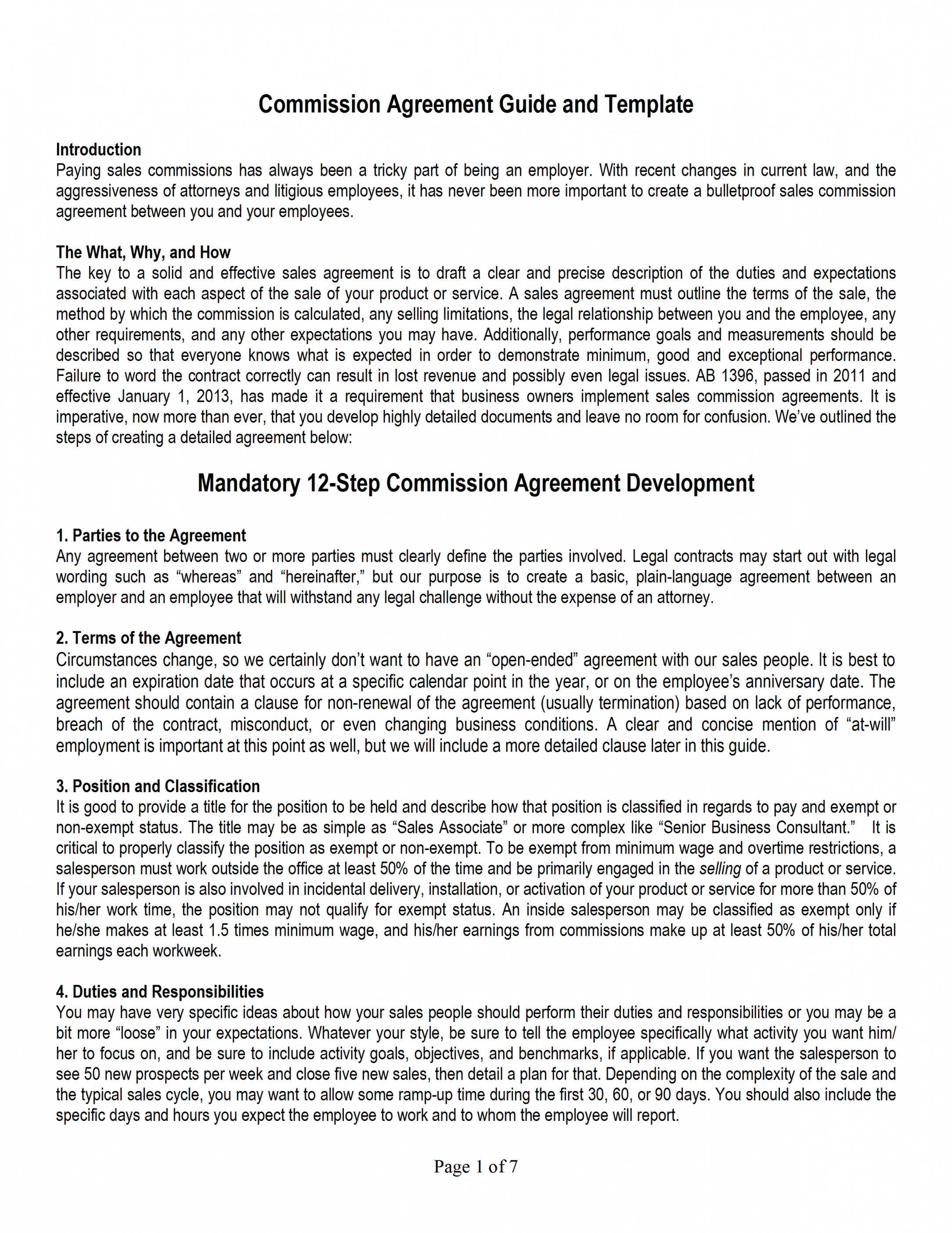 Sales Commission Agreement Template Free Commission Sales 