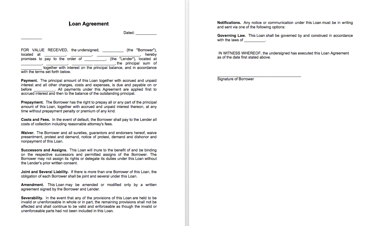 Sample of loan agreement between two parties | Top Form Templates 