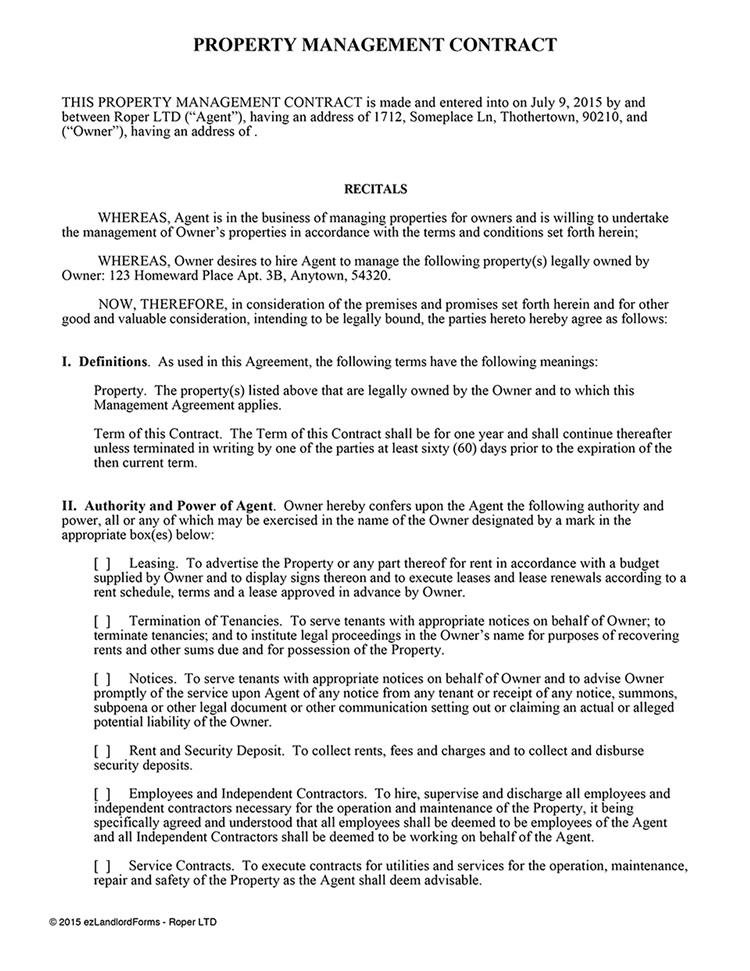 hoa management agreement template property management agreement 8 
