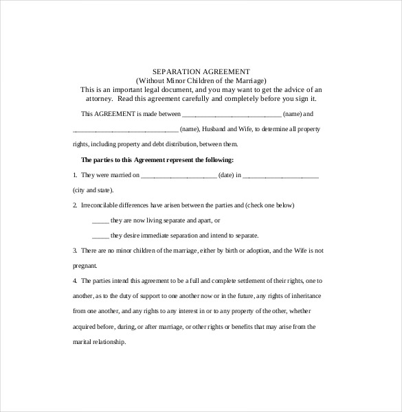 seperation agreement template separation agreement template 13 