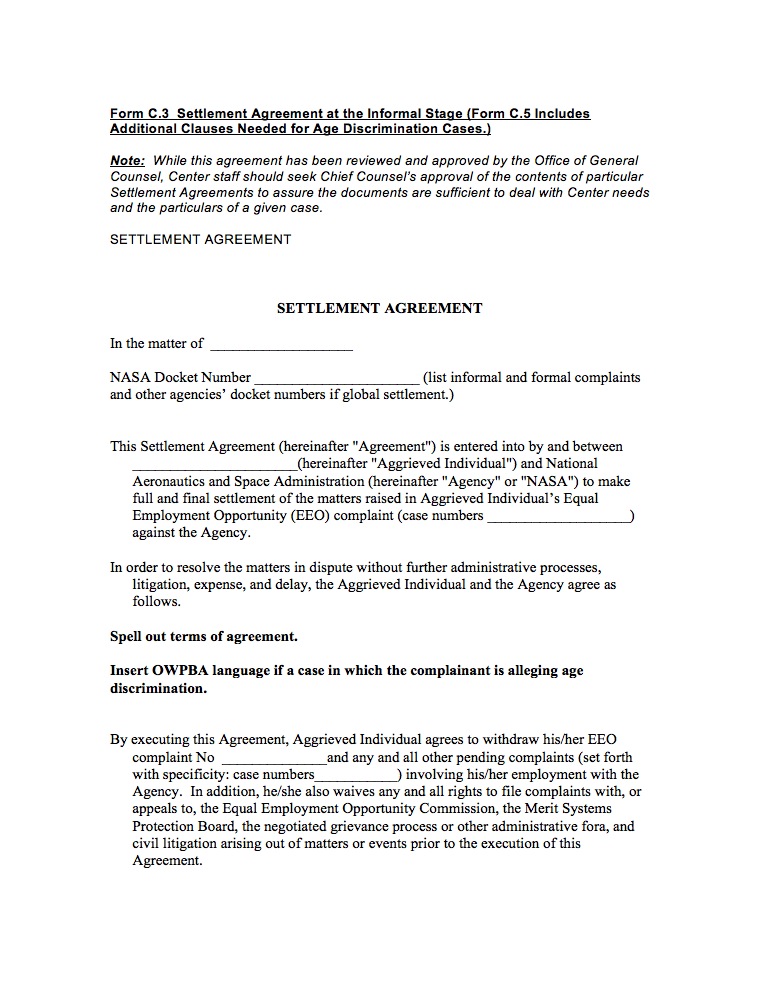 settlement agreement format Ecza.solinf.co