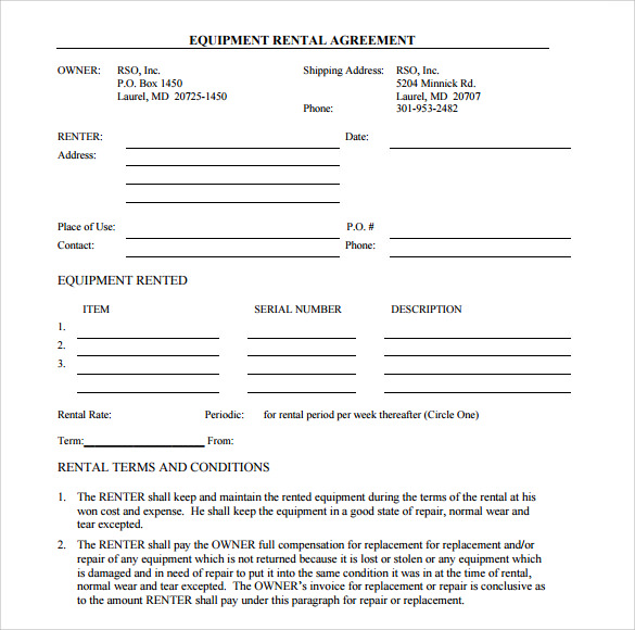 simple equipment loan agreement template 14 equipment rental 