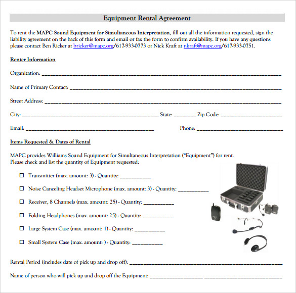 simple equipment rental agreement template free sample equipment 