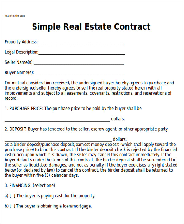 simple home purchase agreement form Archives Simon Sessler