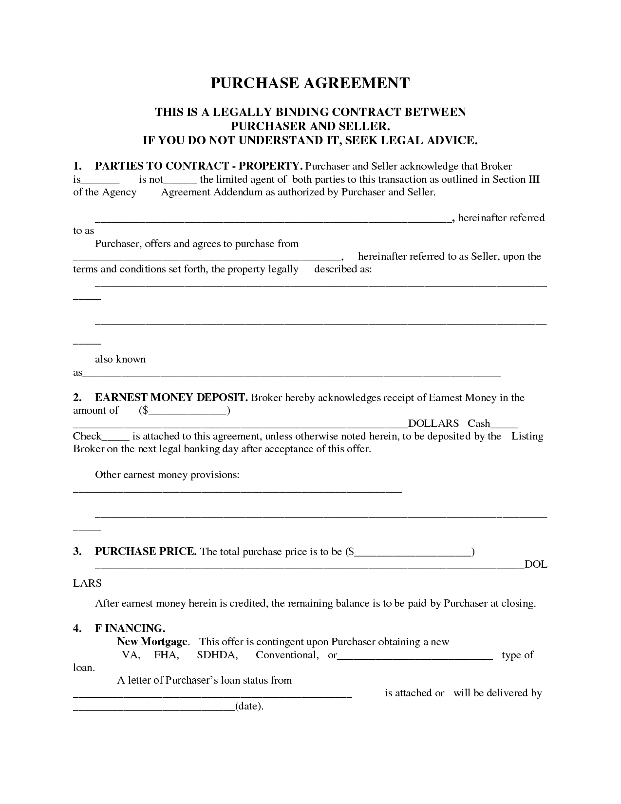 Simple Purchase Agreement Template (4) | Professional And High 