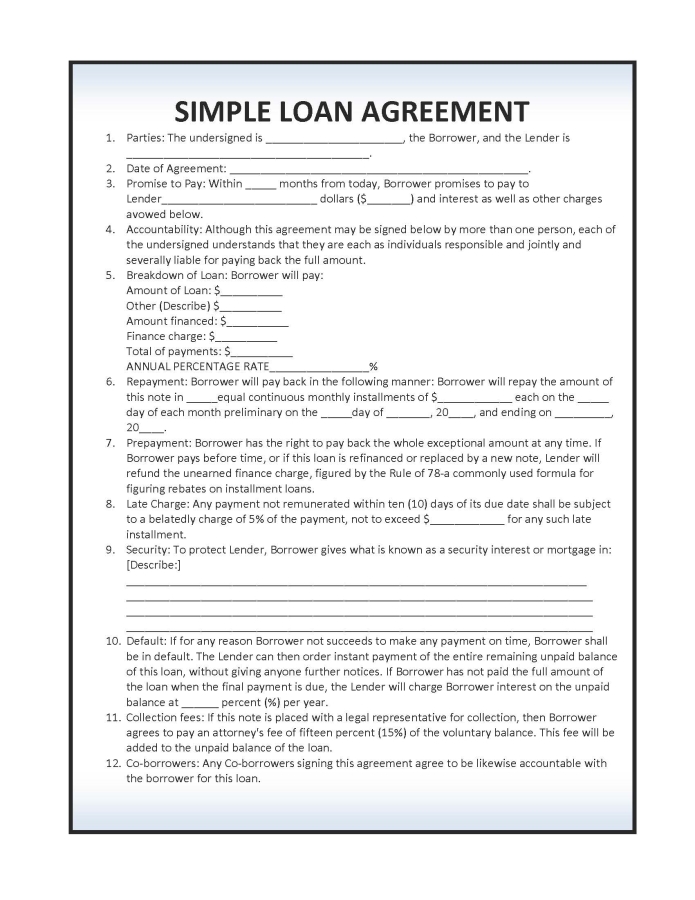 loan agreement template free simple loan contract | Legal 