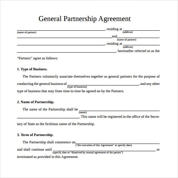 simple partnership agreement template free simple business 