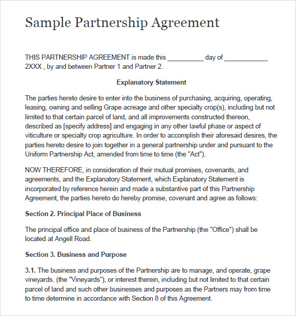 simple partnership agreement template simple business partnership 