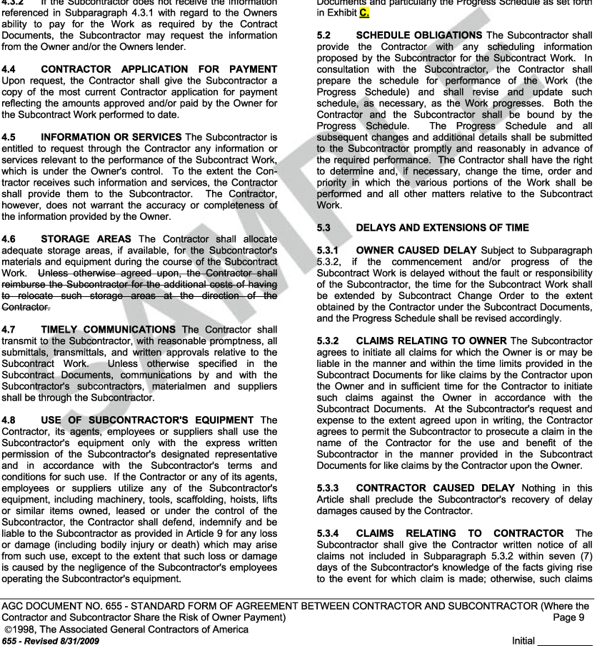 Appendix L: AGC Document 655 Standard Form of Agreement between 