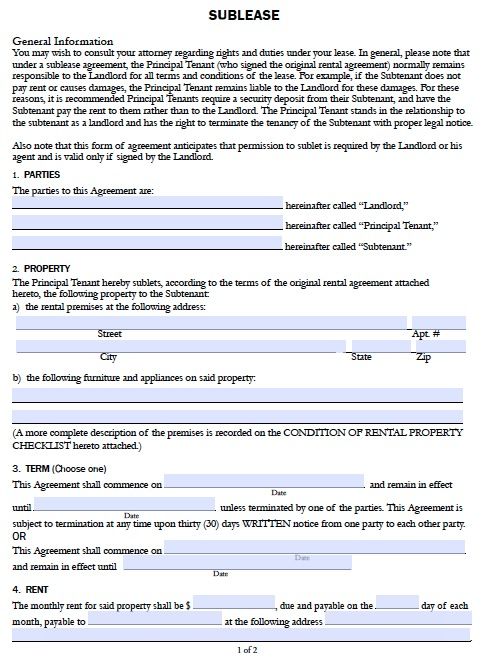 Basic Sublease Agreement Fill Online, Printable, Fillable, Blank 
