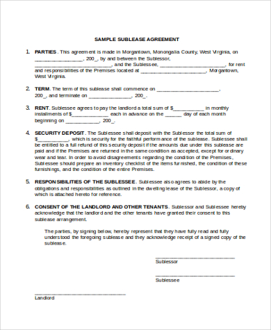 Free California Sublease Agreement Form – PDF Template sublet 