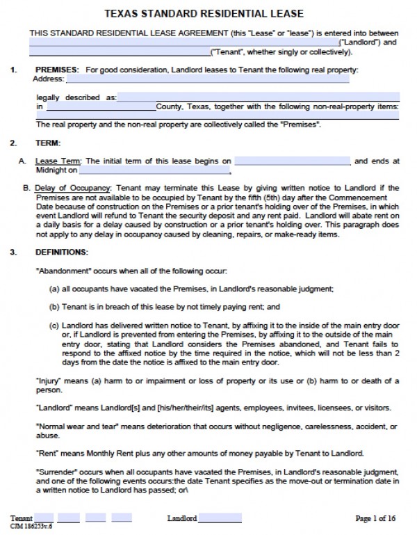 texas rental agreement template rental lease templates printable 