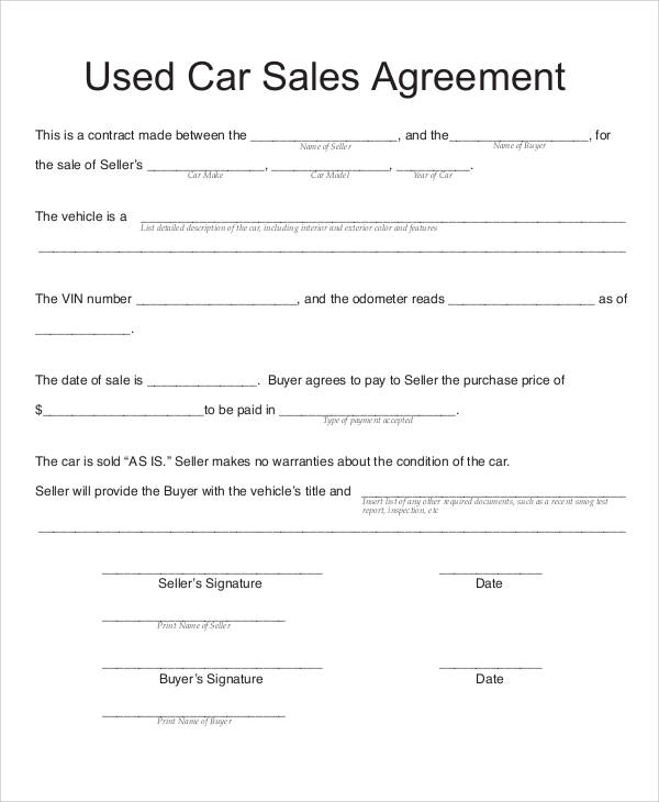 Uk Car Sale Agreement Fill Online, Printable, Fillable, Blank 