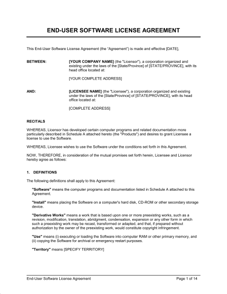 software licensing agreement template user agreement template end 