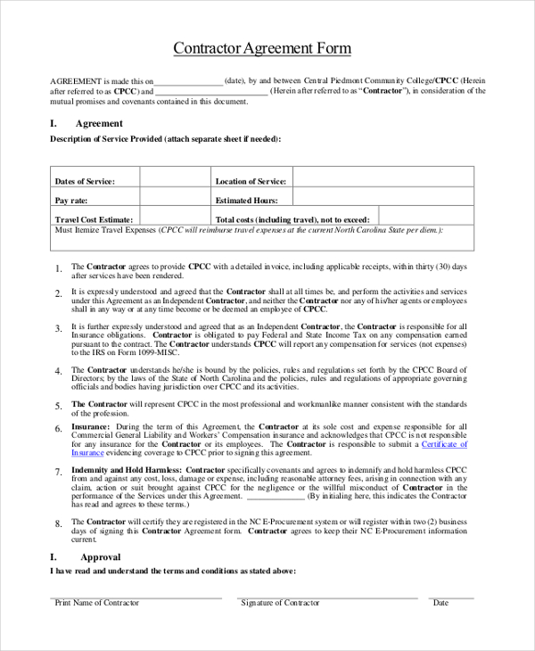 independent subcontractor agreement template
