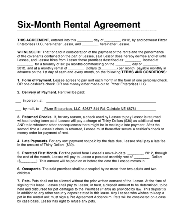 Sample Month to Month Lease Agreement Form 8+ Free documents in 