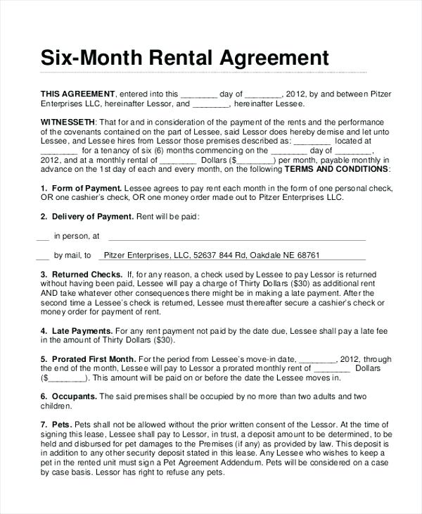Month To Month Lease 6 Month Rental Lease Agreement – aranui.co