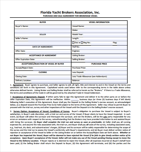 9+ Boat Purchase Agreement Templates | Sample Templates