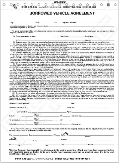 Borrowed Vehicle Agreements | Car Dealership Forms