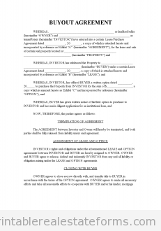 Free Buyout Agreement Template Form Real Estate (PDF)