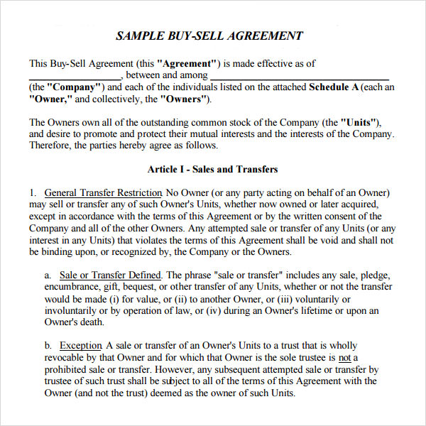 business buy sell agreement template business buyout agreement 