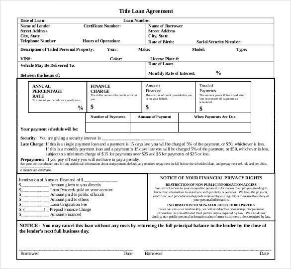 car loan agreement template pdf auto loan agreement template best 