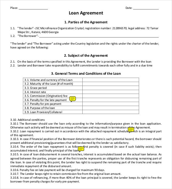 car loan agreement template pdf loan contract template 27 examples 
