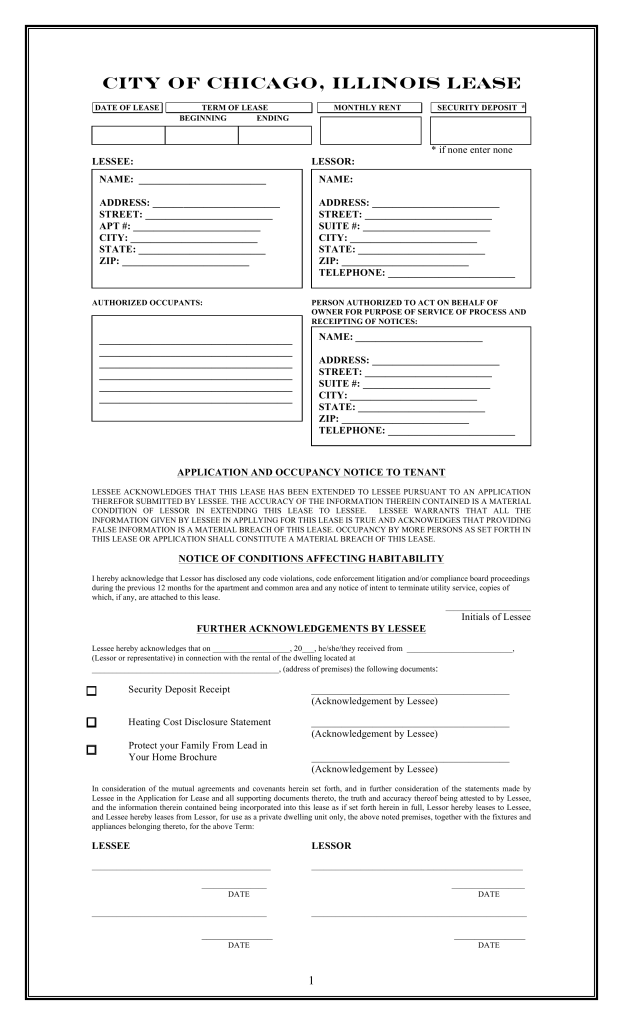 Free Illinois (Chicago Only) Residential Lease Agreement Template 