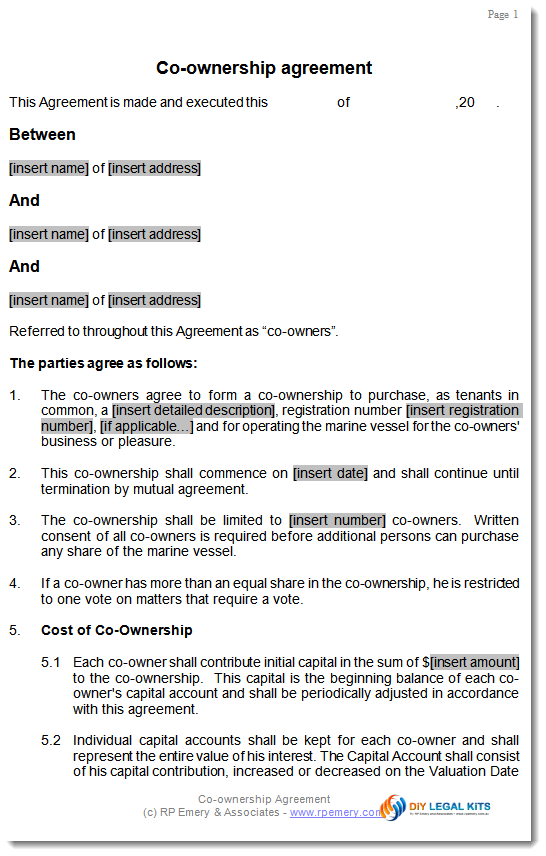 land co ownership agreement template business ownership agreement 