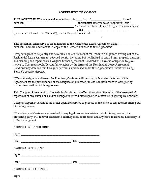 cosigner lease agreement co signer for apartment lease cosigner 