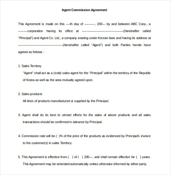 Commission Agreement Template 22+ Free Word, PDF Documents 