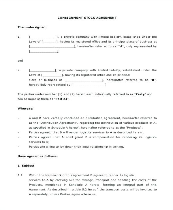free consignment stock agreement template south africa consignment 
