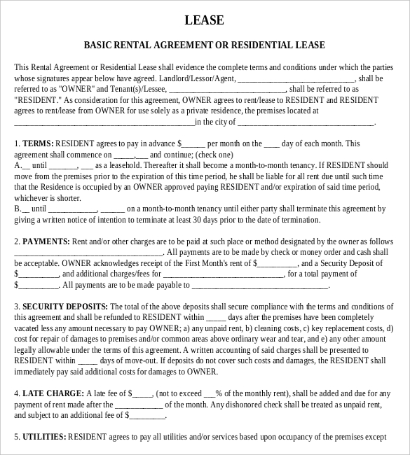 free lease agreement template downloadable rental or residential 