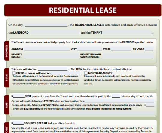 free residential lease agreement template pdf downloadable 