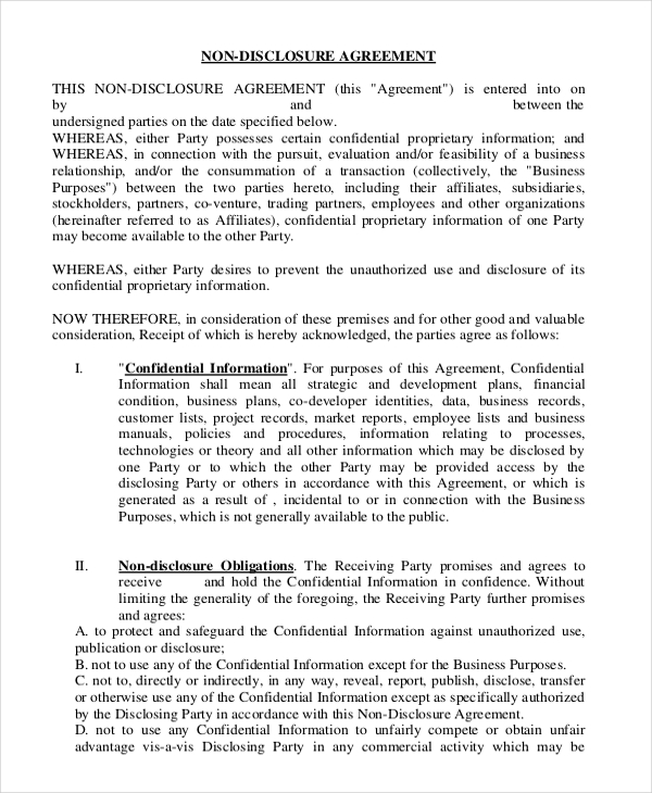 employee confidentiality agreement template uk non disclosure 