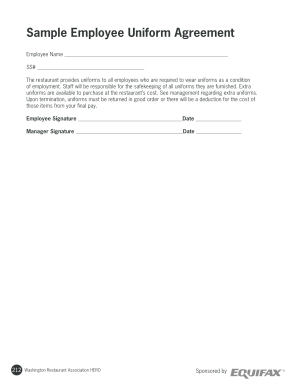 Fillable Online Sample Employee Uniform Agreement Fax Email Print 
