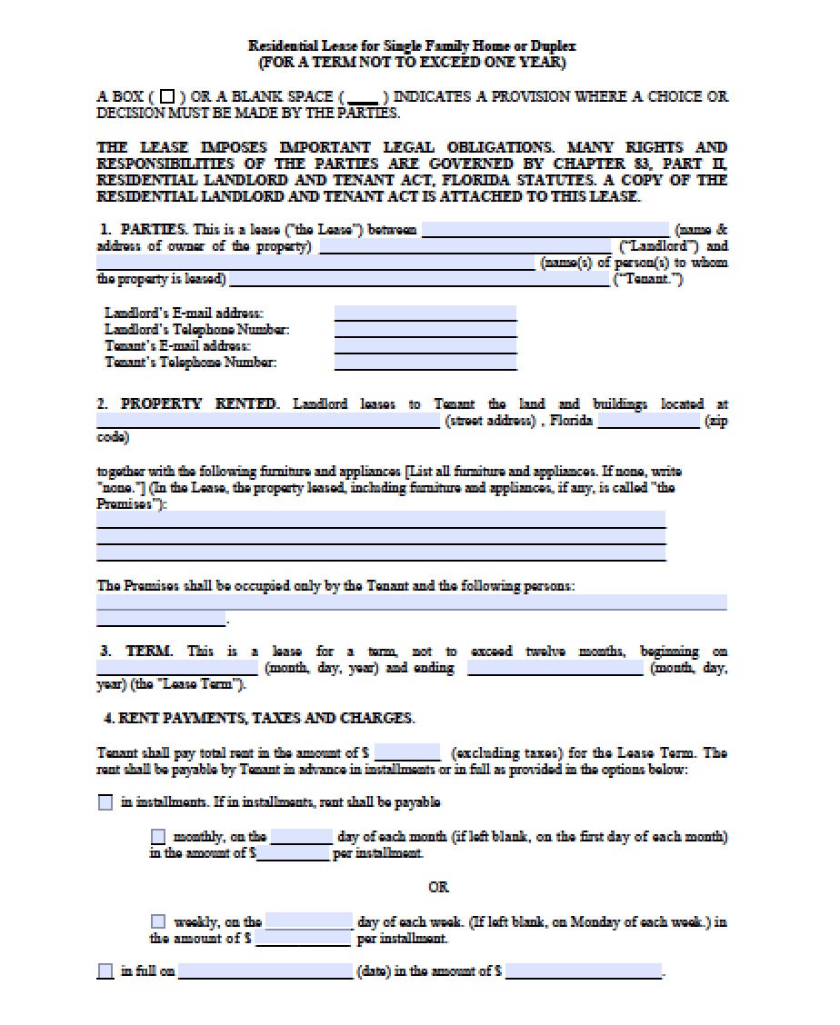 Free Florida Month to Month Lease Agreement | PDF | Word (.doc)