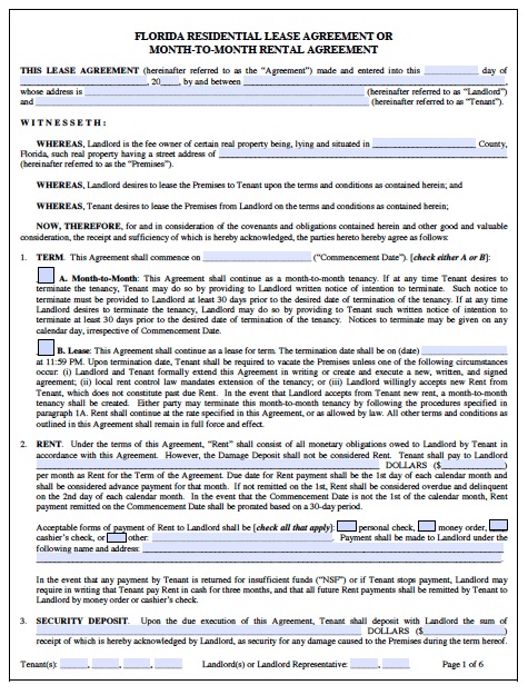 free residential lease agreement template florida rental agreement 